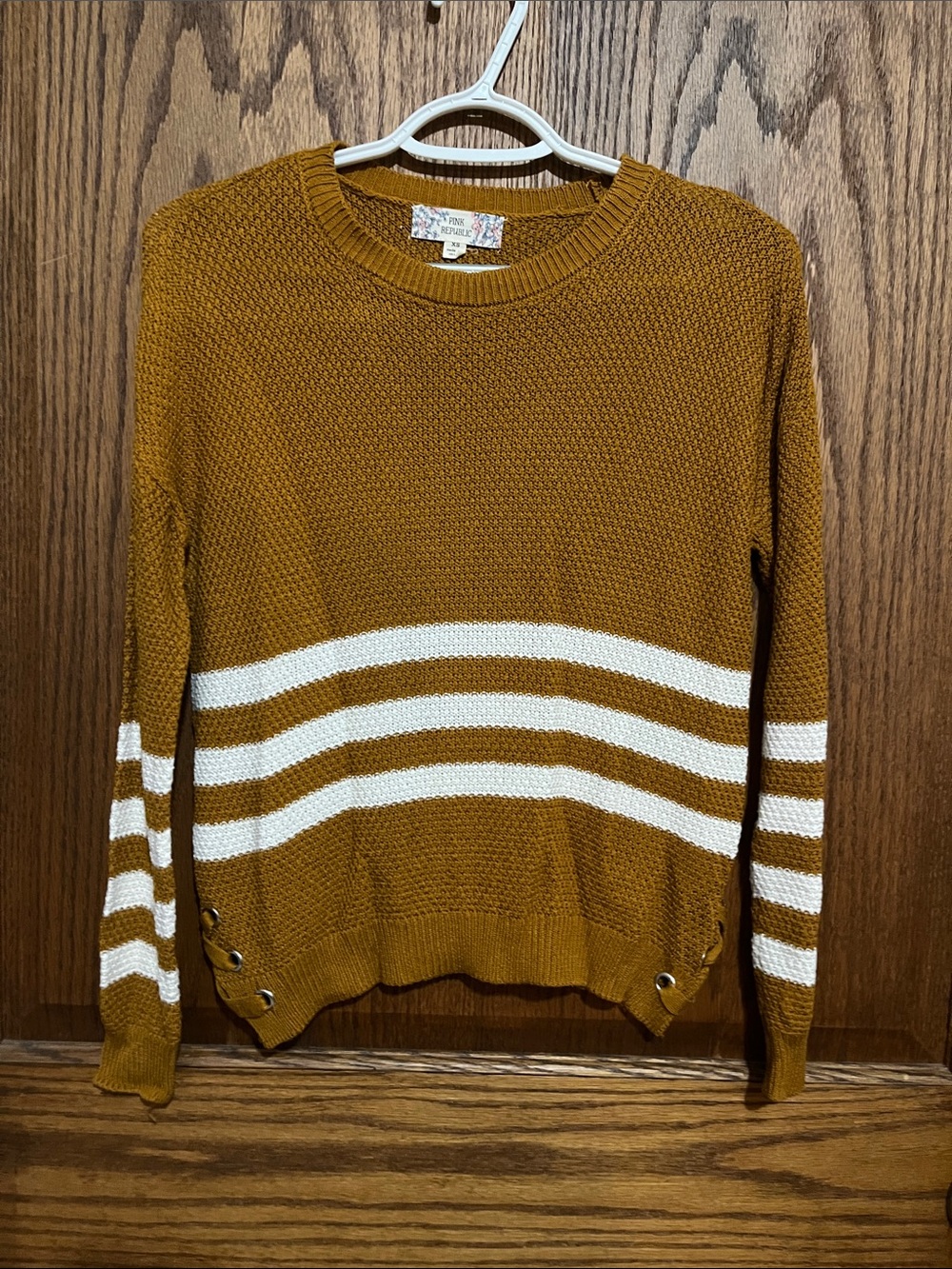 Pink Republic Crewneck Sweater with White Stripes